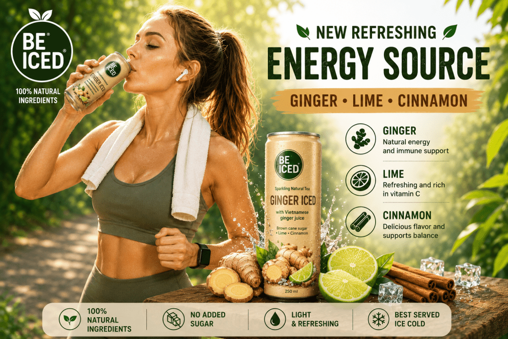 BE ICED Ginger Iced: The effervescent energy and power of Vietnamese ginger for your business and workouts