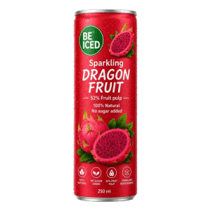BE ICED 250 ml can of sparkling dragon fruit juice drink,