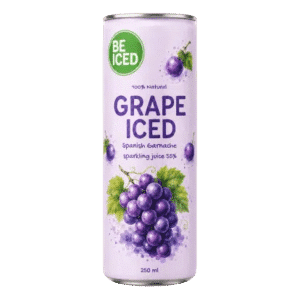 BE ICED 250 ml sparkling grape juice drink can with purple grape graphic